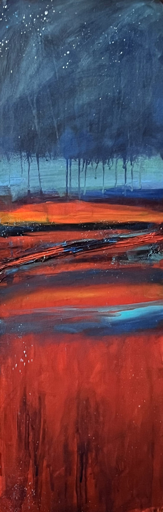 "Singing through the pounding of the rain" 12x36"